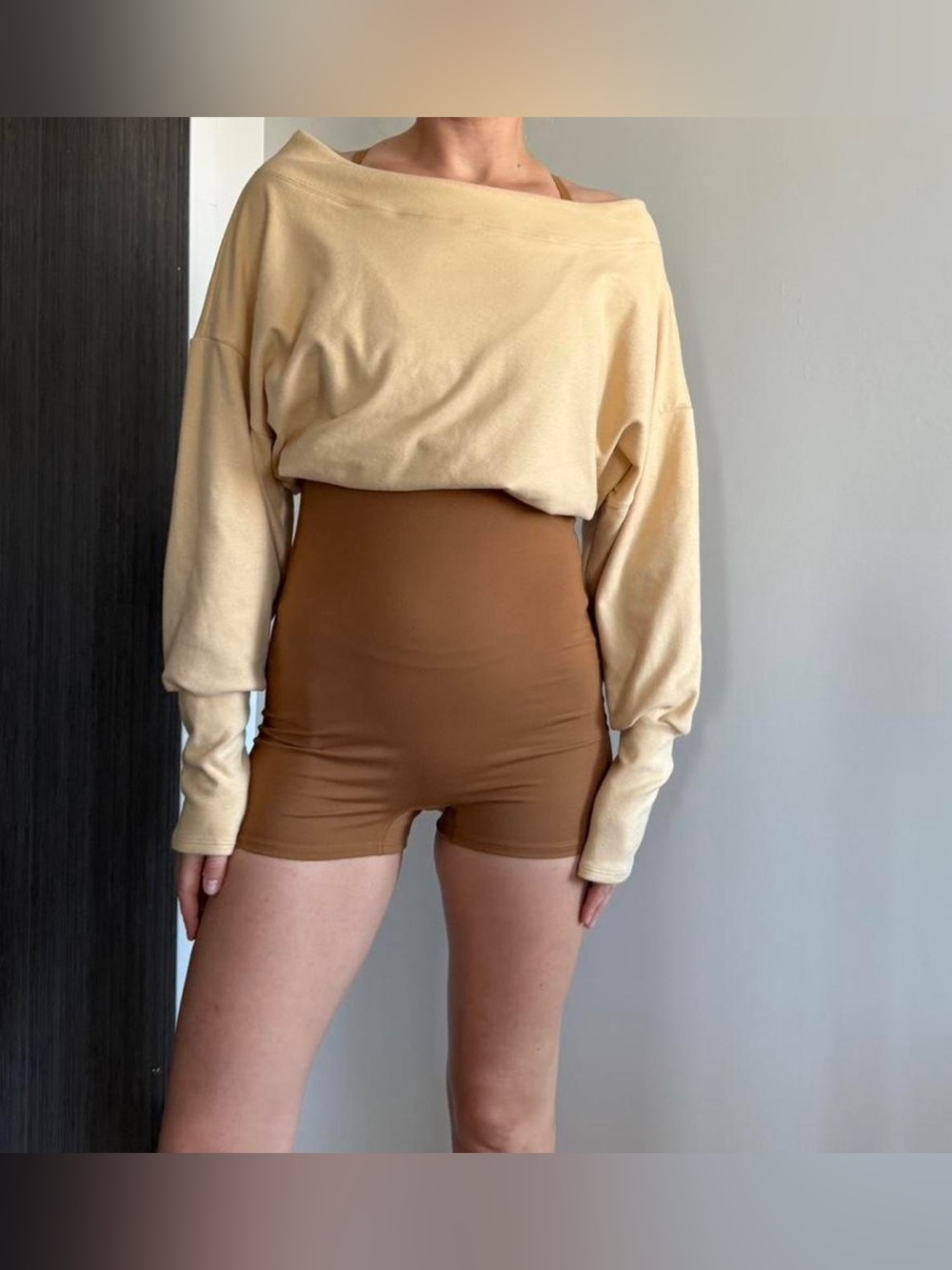 NWOT Free People Movement Guiding Light Layered Shortsie in Camel Combo
